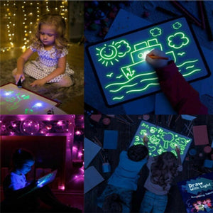 Kids glow drawing tablet with light-up sketch effect